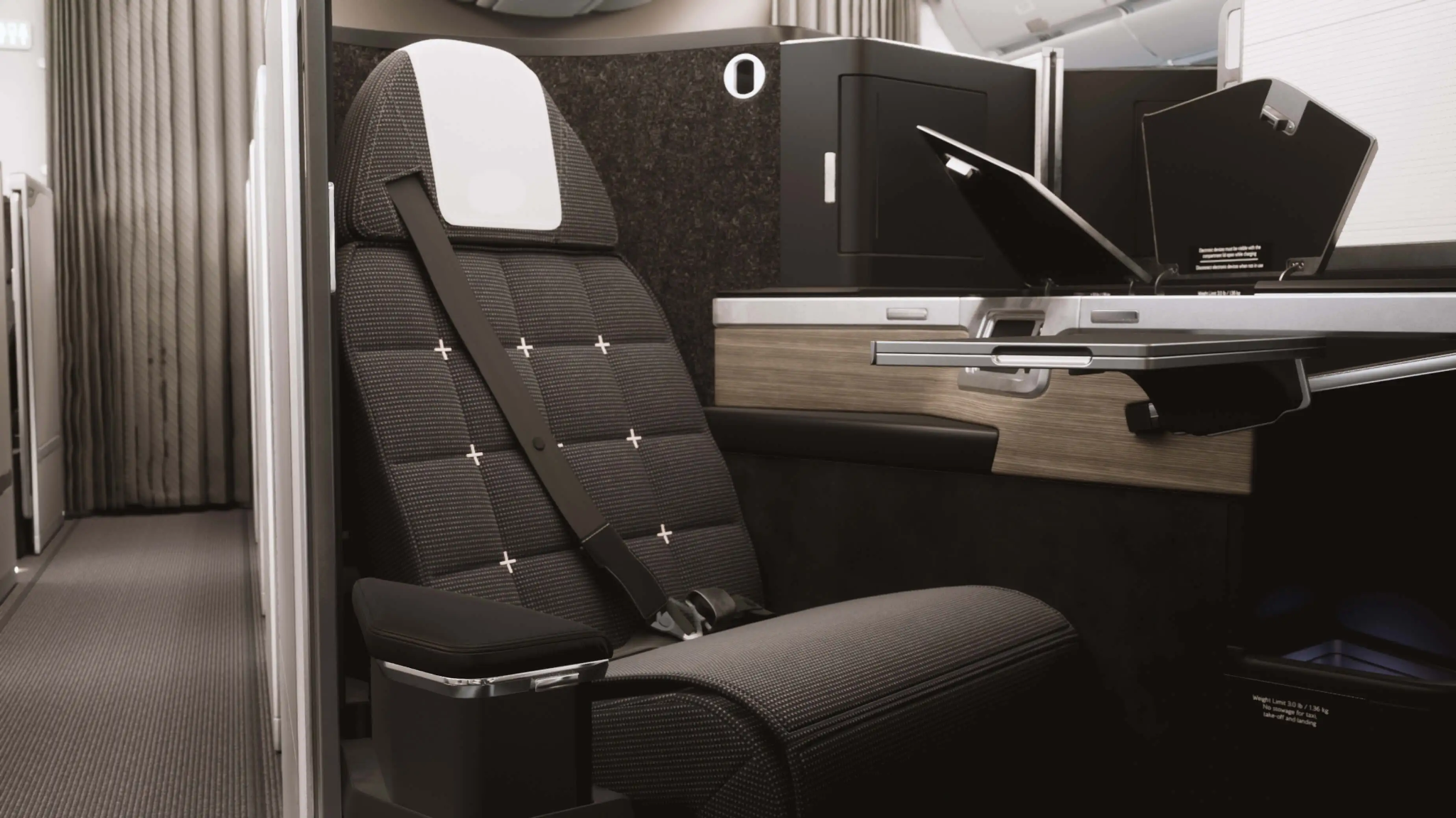 Business class airline seat demonstrating the premium travel experience